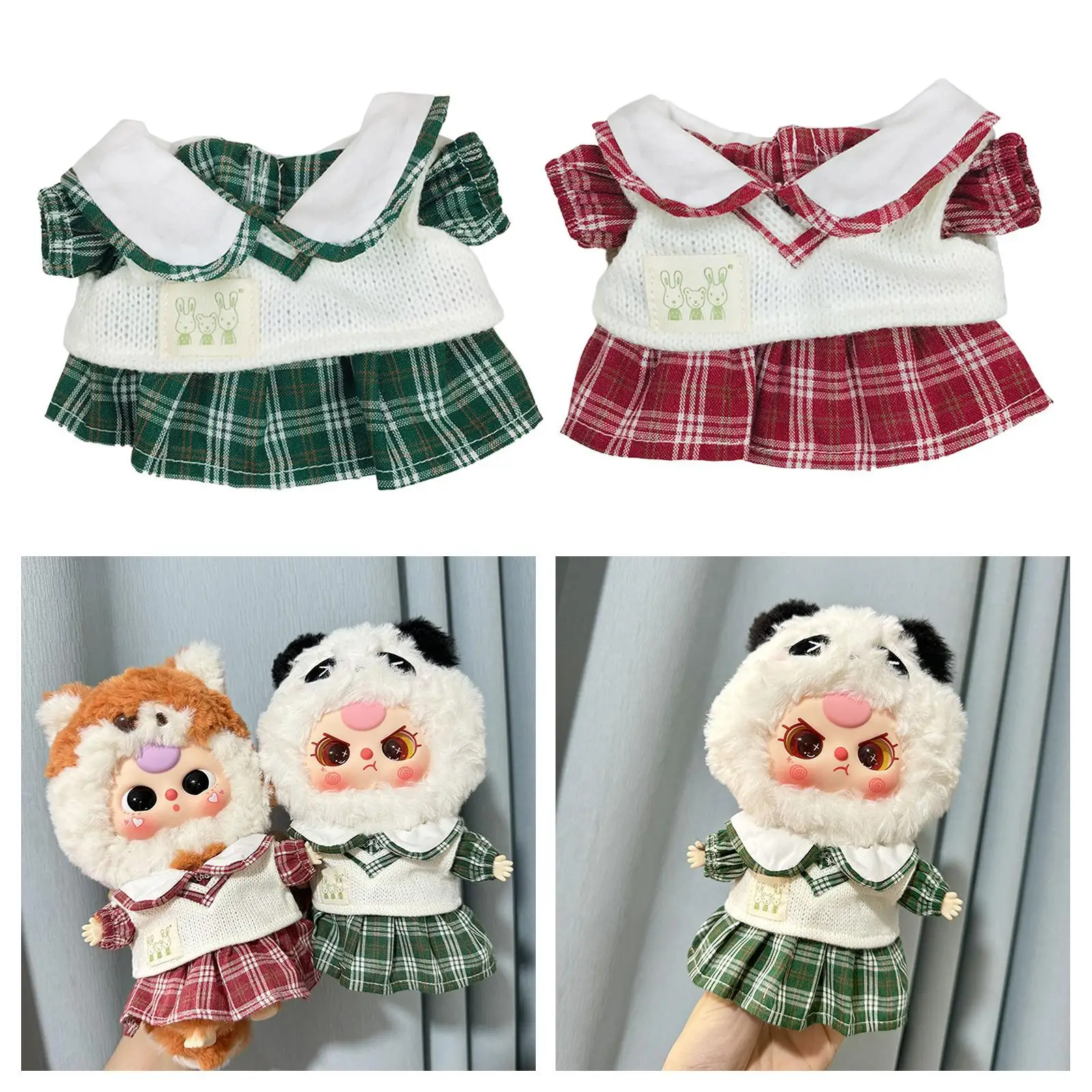 Roupas adoráveis para bonecas da moda de 20 cm – Conjunto de vestido e suéter