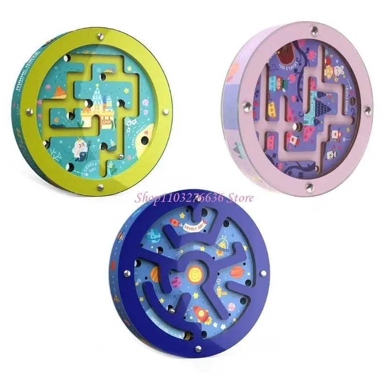 R6fd kids en bois rond labyrinthe interactive puzzele jouet portable mize puzzle
