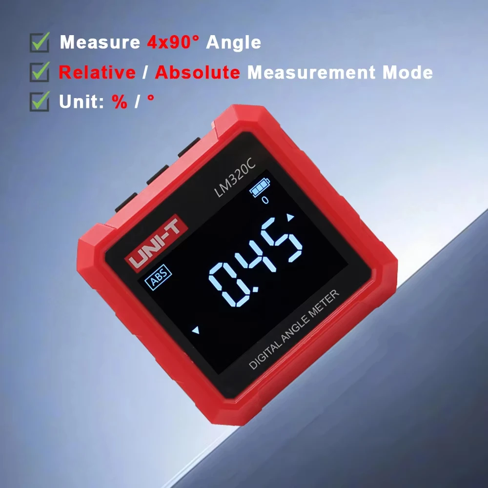 UNI-T Magnetic Inclinometer Digital Angel Meter Professional Electronic Goniometer with Absolute & Relative Measurement