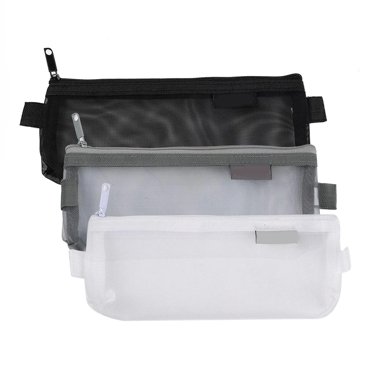 

3Pcs Zipper File Bags Mesh Organizer Transparent Multipurpose Travel Makeup Pouch Storage Holder Pencil Case Document