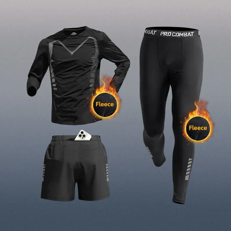 Men's Sports Suit with Phone Pocket All Season Running Training Quick-Drying Professional Fitness Runs Men's Sportswear Set