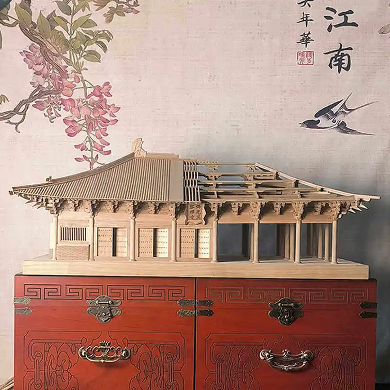 Solid wood tenon and mortise ancient building structure model museum ornament