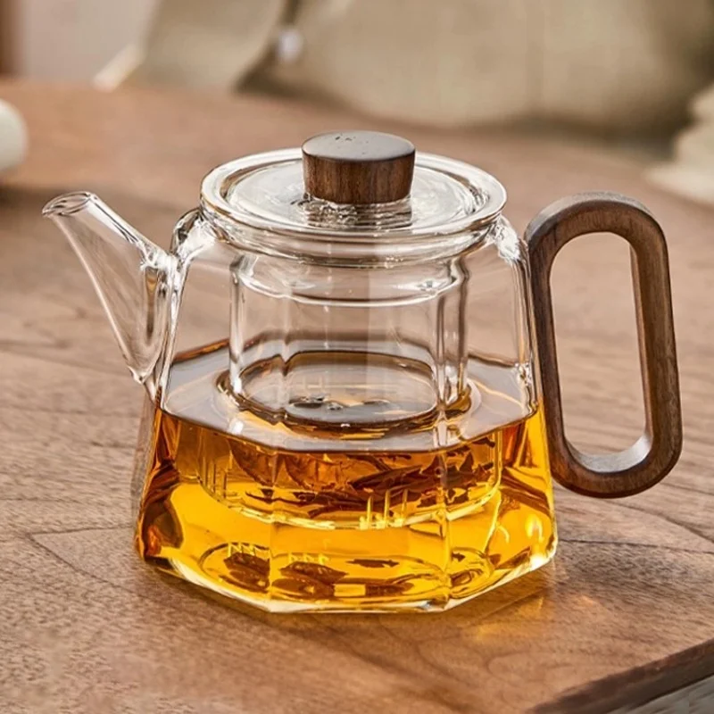 

Японский 500 мл деревянная ручка термостойкий стеклянный чайник с заварочным устройством для заваривания цветов Пуэр Улун чайник кунг-фу чайный сервиз Teawa