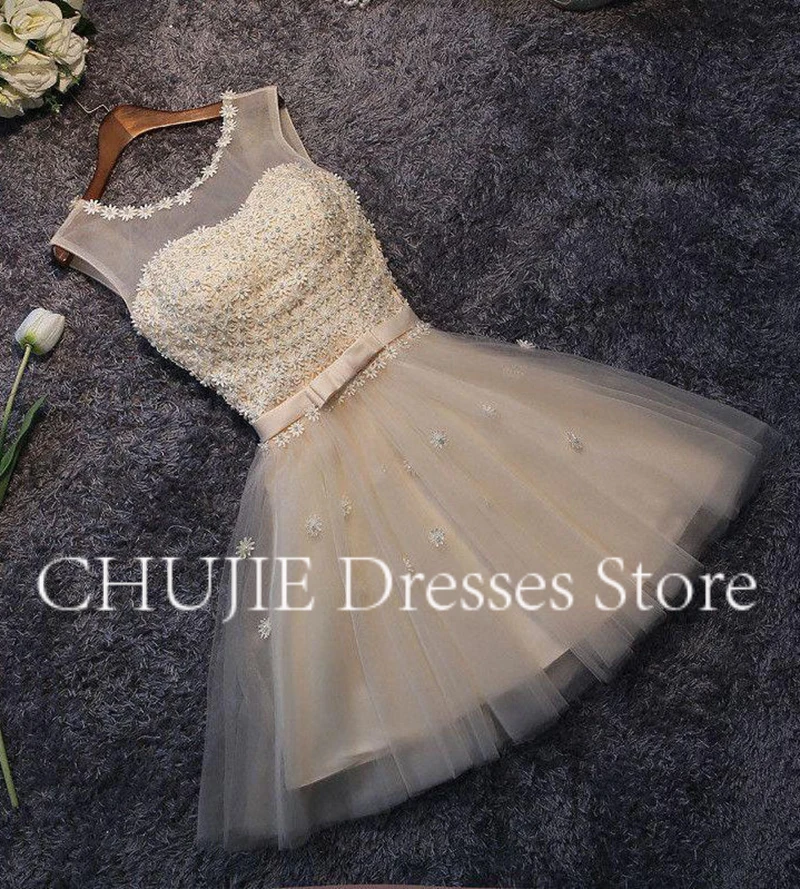 

Customized Pearls Cocktail Dresses Appliques Graduation Dress Mini A Line Homecoming Dress Woman Appliques Party Prom Gowns