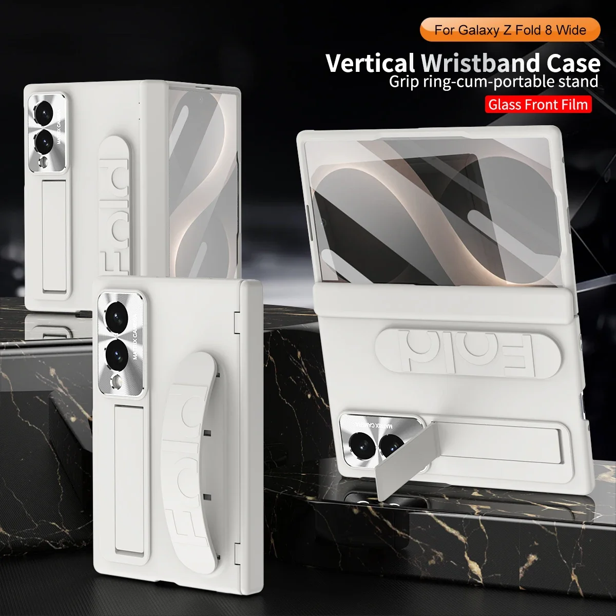 For Samsung Galaxy Z Fold 8 Fold 8 wide phone case with invisible stand, grip ring, with high-definition film