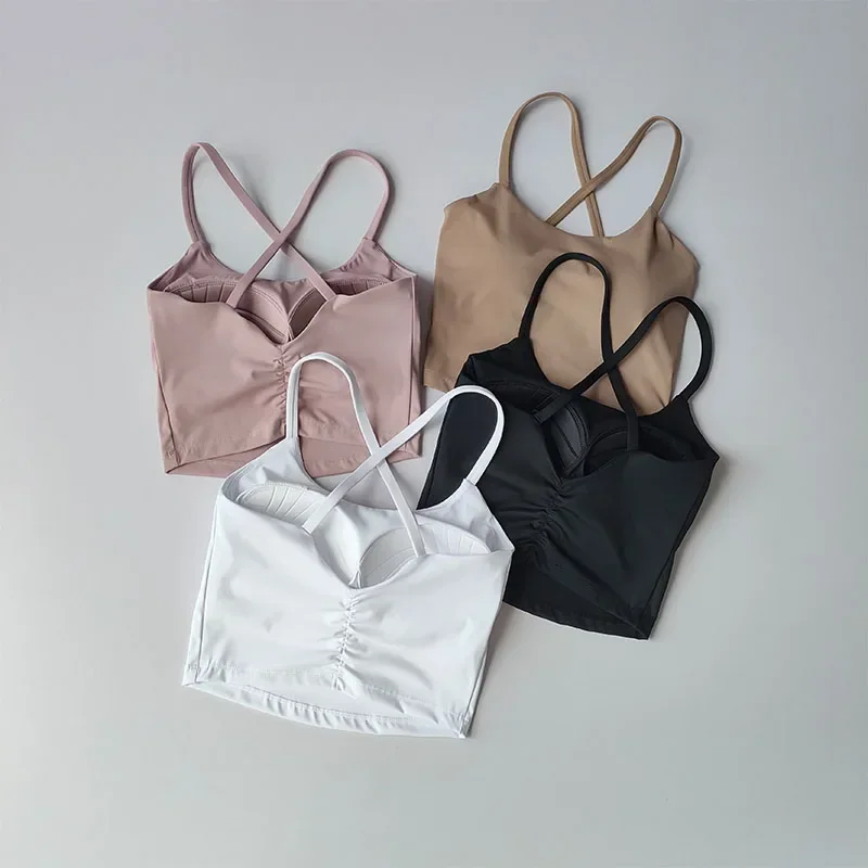 חזייה ספורט נשים עם צלב בצורת גב וצד חזיית כושר חזיית גוף חיצוני ללבוש מהיר ייבוש בינוני