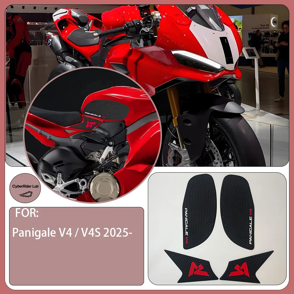 

For Ducati Panigale V4/V4S 2024+ Carbon Fiber Gas Tank Grip Pads - Knee Traction Italian Design Back to School Rider Gift​