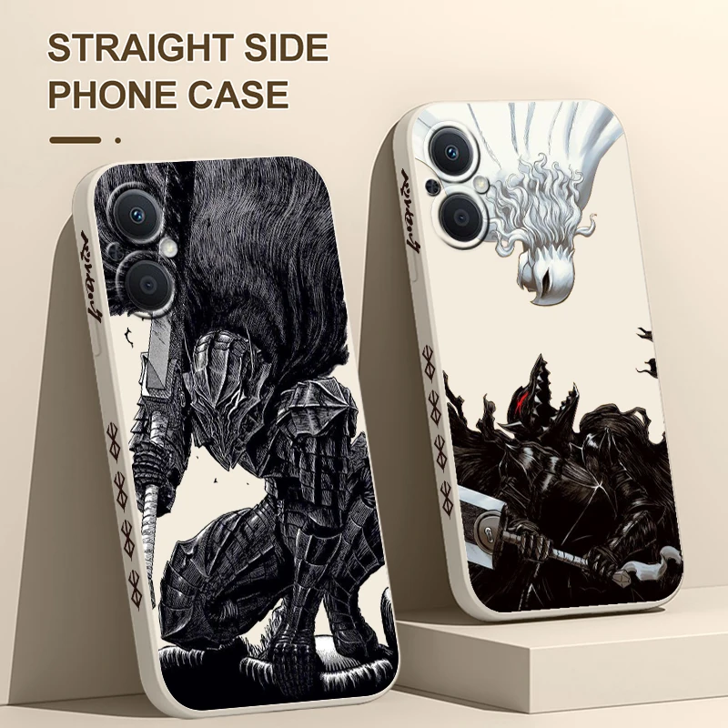 Hot Blood Anime Berserk Guts Phone Case For OPPO Find X5 X3 X2 Lite Pro Neo A5 A53 A94 4G 5G Liquid Left Rope Soft Cover