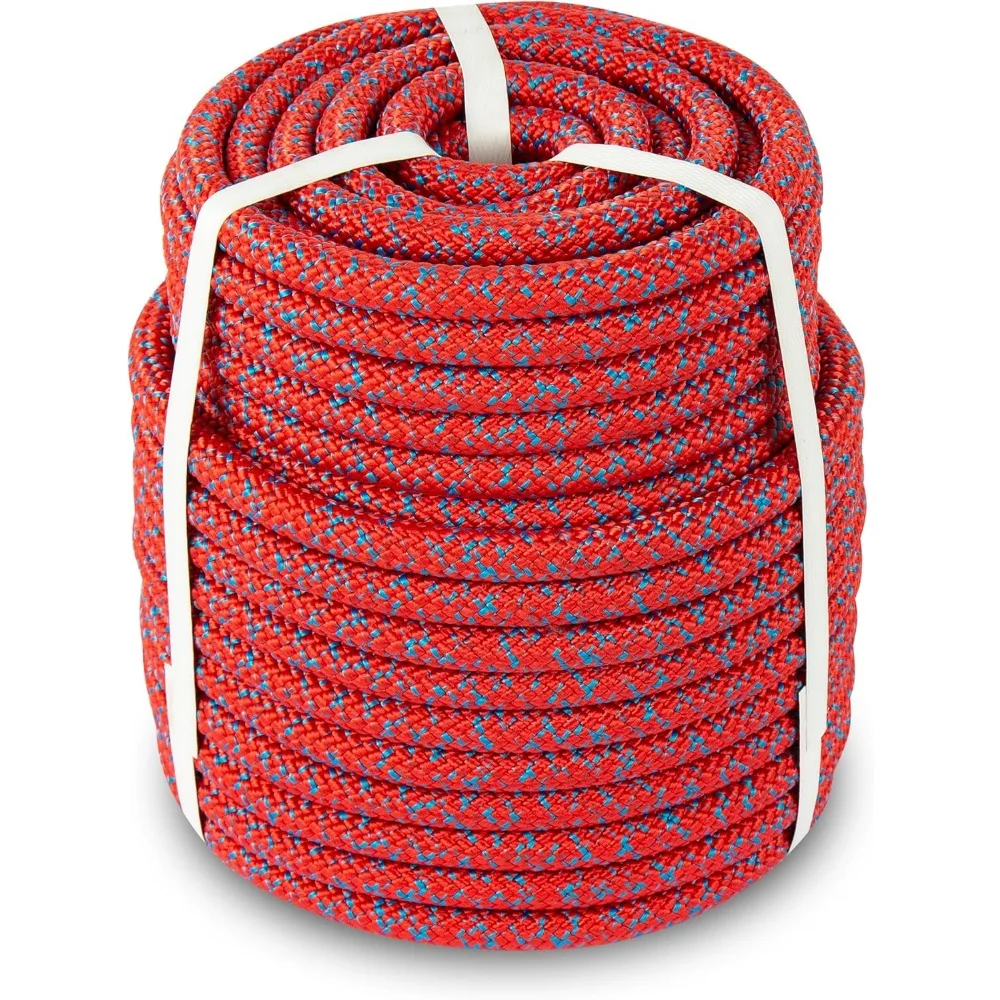 15-133 1/2 بوصة × 125 قدم حبل أربوريست مزدوج المضفر، سعة تحميل 7200 رطل، ثابت غير قابل للتمدد، ألوان متنوعة