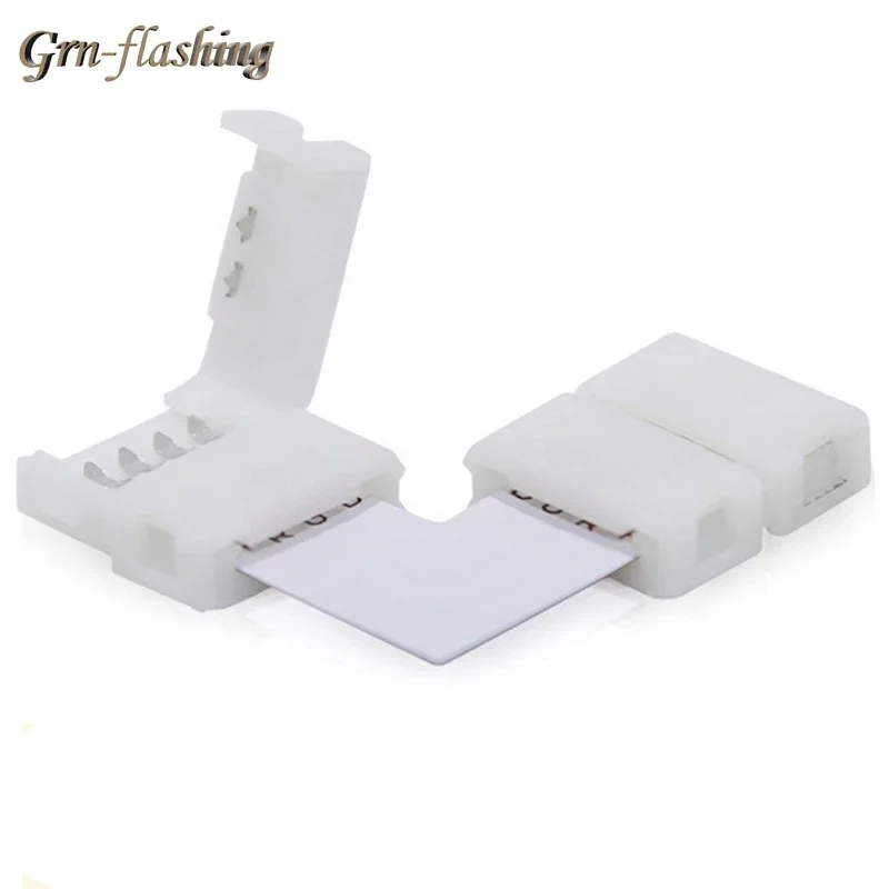 L Shape 4-Pin LED Connectors 10mm Wide Right Angle Corner Connectors Solderless Connector Terminal for 3528 5050 RGB Strip Light