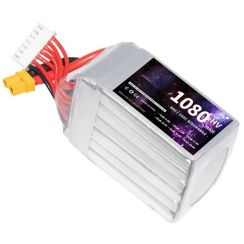 For High Rate Model Aircraft Battery 1080mAh 22.8V 6S 80C Multi Axis Aerial Drone Polymer Lithium Battery