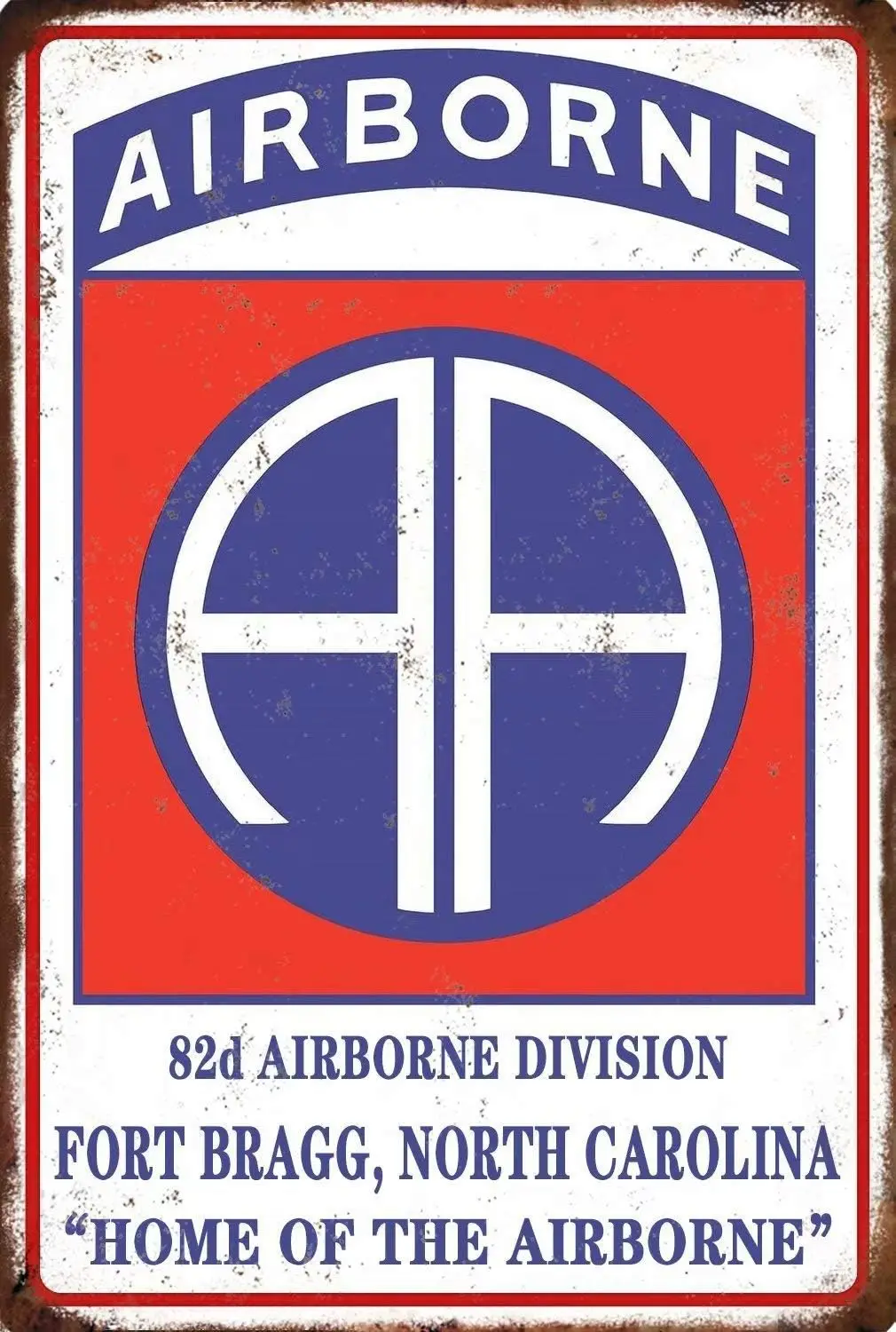 Vintage Tin Sign Paratroopers 82nd Airborne Division Emblem Fort Bragg North Carolina Poster for Home Bar Garage Wall Decor Sign