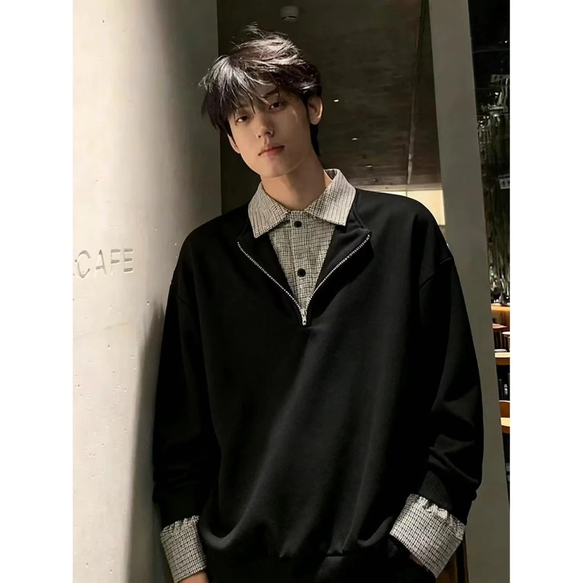 

Fall Winter Men's V-Ne Knitted Sweater Cardigan Casual Lazy Sle Color Jaet Ultra Soft Polyester Fiber Zipper Closure