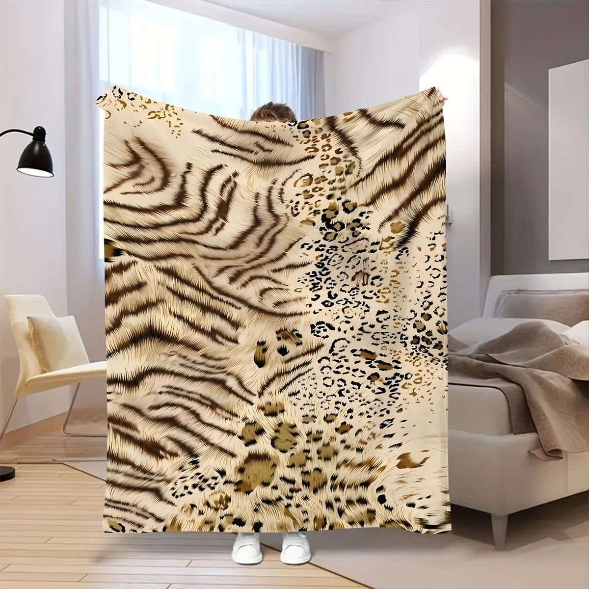 Luxury Animal Print Throw Blanket Zebra Leopard Striped Pattern Cozy Sofa Throw Decor for Couch Bed Winter Gift