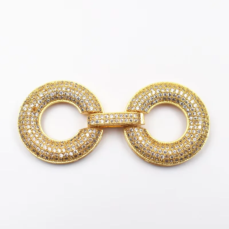 2pcs Cubic Zircon Micro 8 shape clasp for necklace / bracelet 24x50mm gold plated