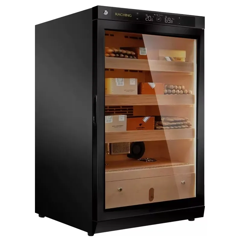 Raching Humidificador de cigarros eléctrico de tamaño pequeño C150A Gabinete de cigarros humidificador de filete húmedo negro marrón