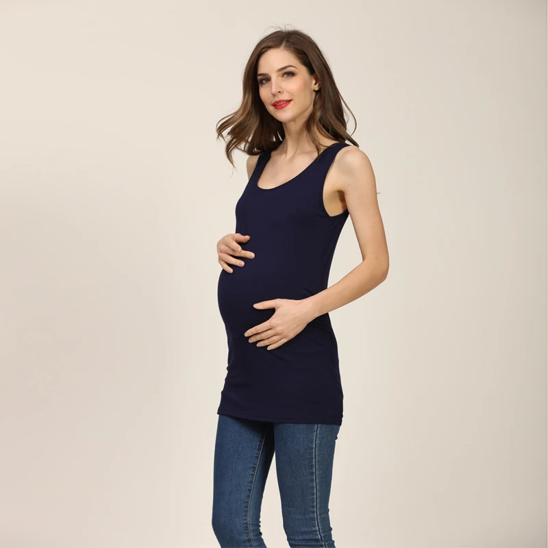 Summer Pregnant Singlet Solid Color Maternity Vest Sleeveless Tshirt Soft and Stretch Women Pregnant Clothes