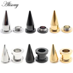 Alisouy 2PC 2mm-10mm 2 in 1 Set Ear Plug Taper Tunnel Gauges Ear Expander Stretching Screw Kit Studs Piercing Body Jewelry