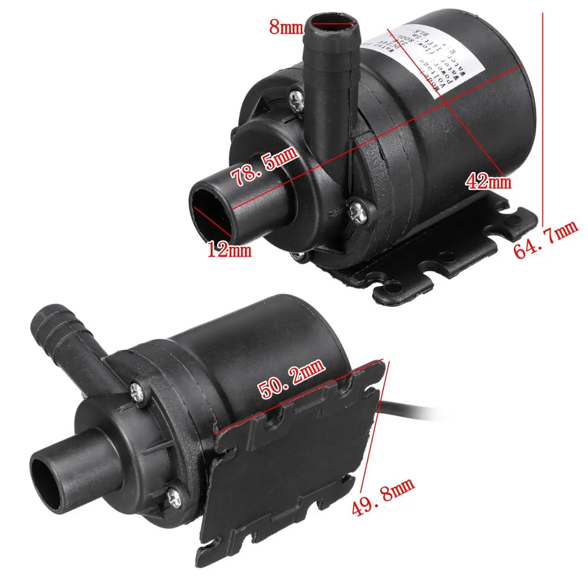 DC 12V 24V 800L/H 휴대용 브러시리스 모터 잠수정 워터 펌프 5M 냉각 시스템 분수 온수기 미니 펌프