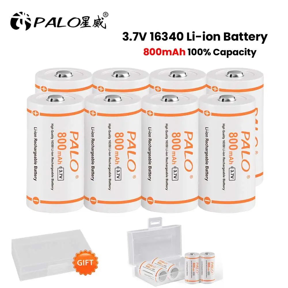 3,7V 16340 CR123A Li-Ionen Wiederaufladbare Batterien 16350 Akku für Laserpointer LED-Taschenlampe + 4-Slot LCD Smart-Ladegerät für 3,7V Lithium-Ionen-Akkus