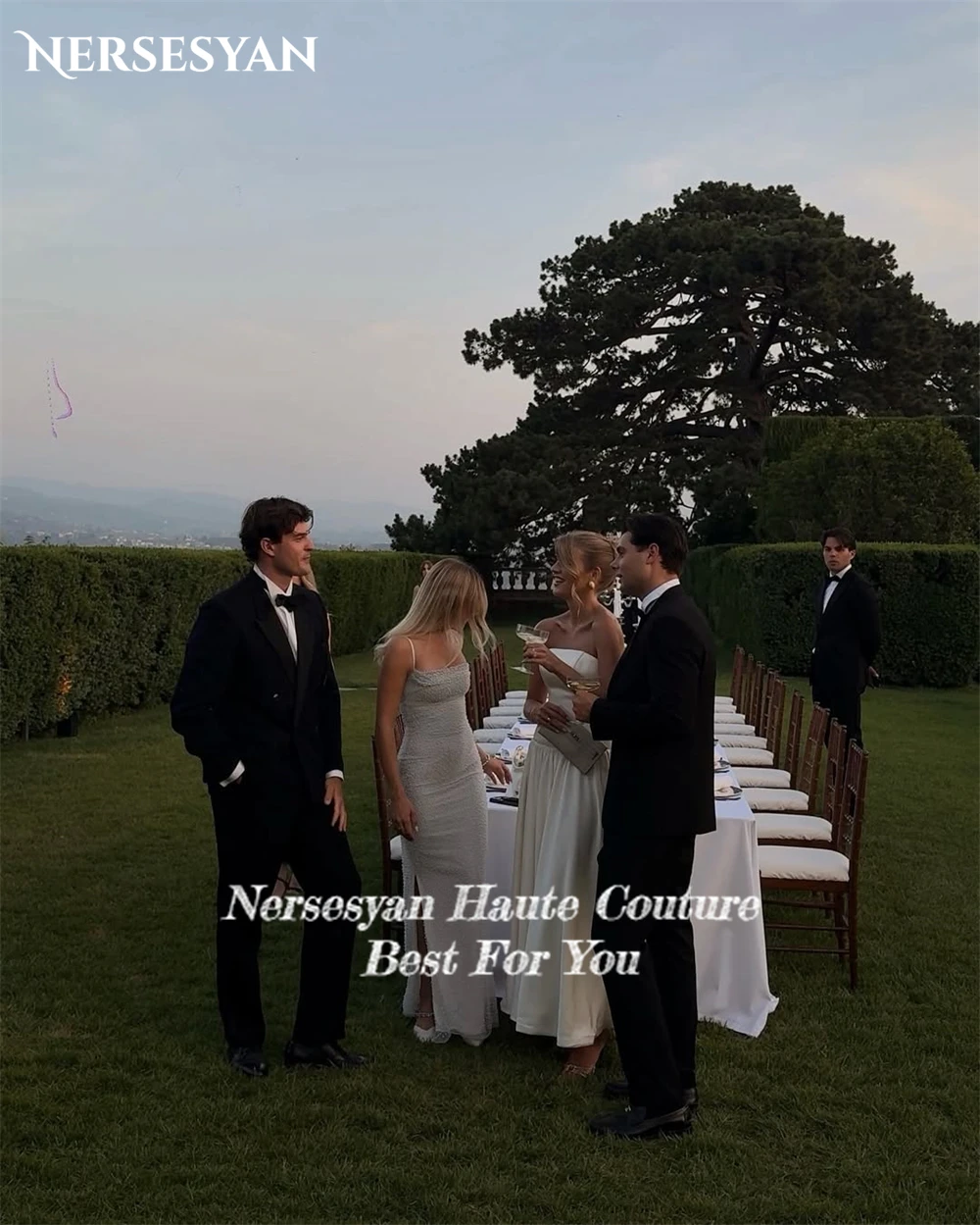 Nersesyan vestidos de casamento simples fora do ombro querida sem costas sem mangas vestido de noiva uma linha 2025 vestidos de noiva personalizados