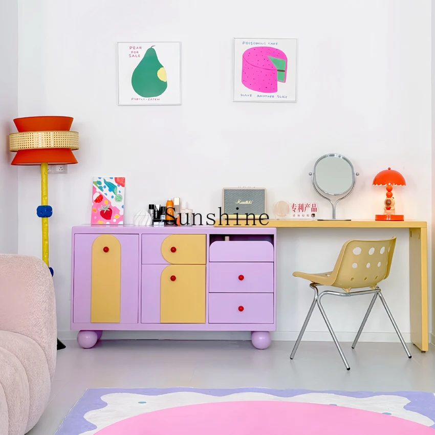 Dresser, chest cabinet, cream wind master bedroom, solid wood makeup table, storage integrated cabinet