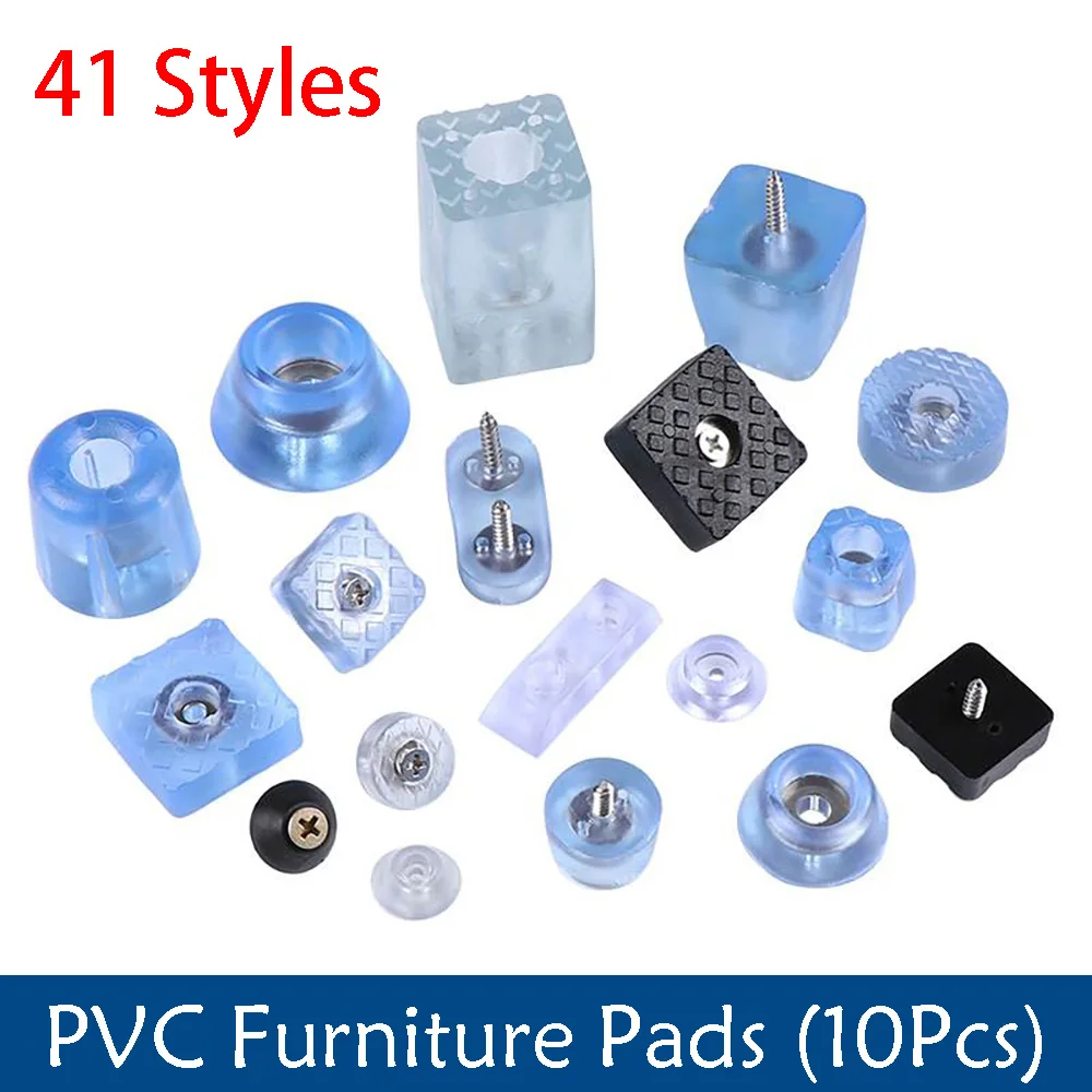 10Pcs Rubber Non-slip Chair Leg Caps Feet Pads Sofa Foot Covers Floor Furniture Legs Non-noise Protector Pad With Screws