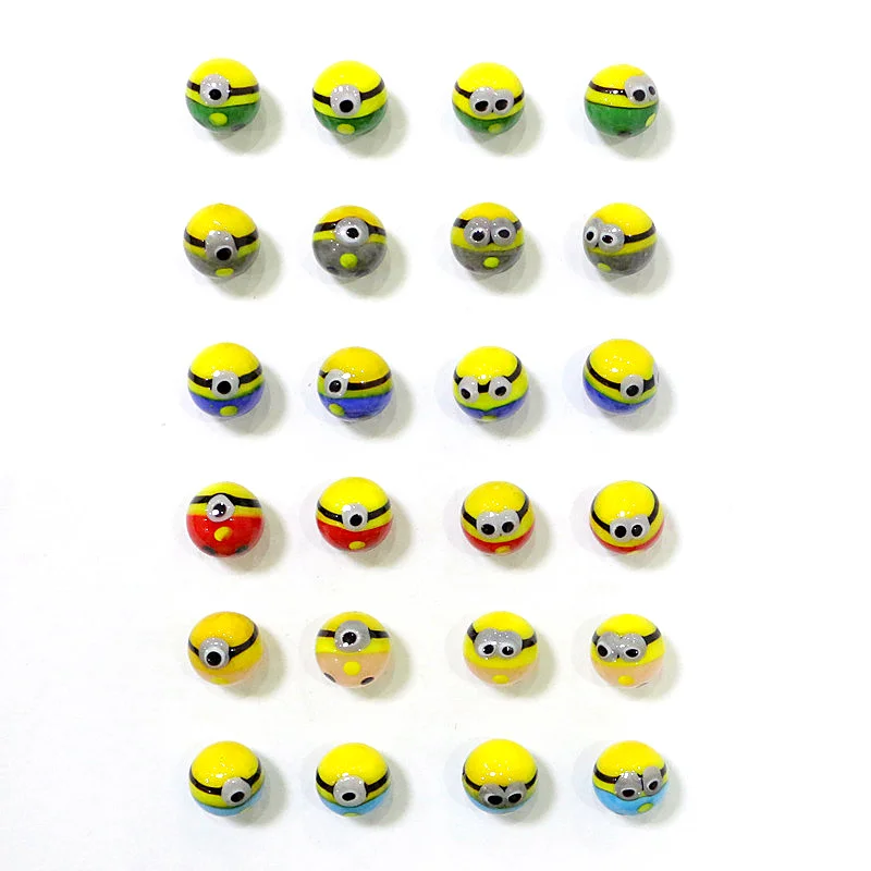 24Pcs Cute Rare Glass Marbles Ball Creative Mushroom Ladybug Pig Lemon Cartoon Image Design Boy Game Pinball Toys Gifts For Kids