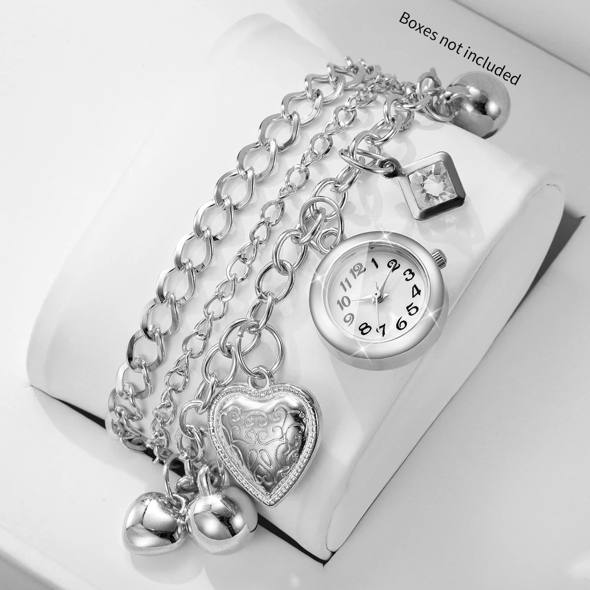 Fashion Women Multi‑Layer Bracelets Quartz Watch Heart Bell Charm Quartz Ladies Dress Wristwatches Relogio Feminino（Without Box）