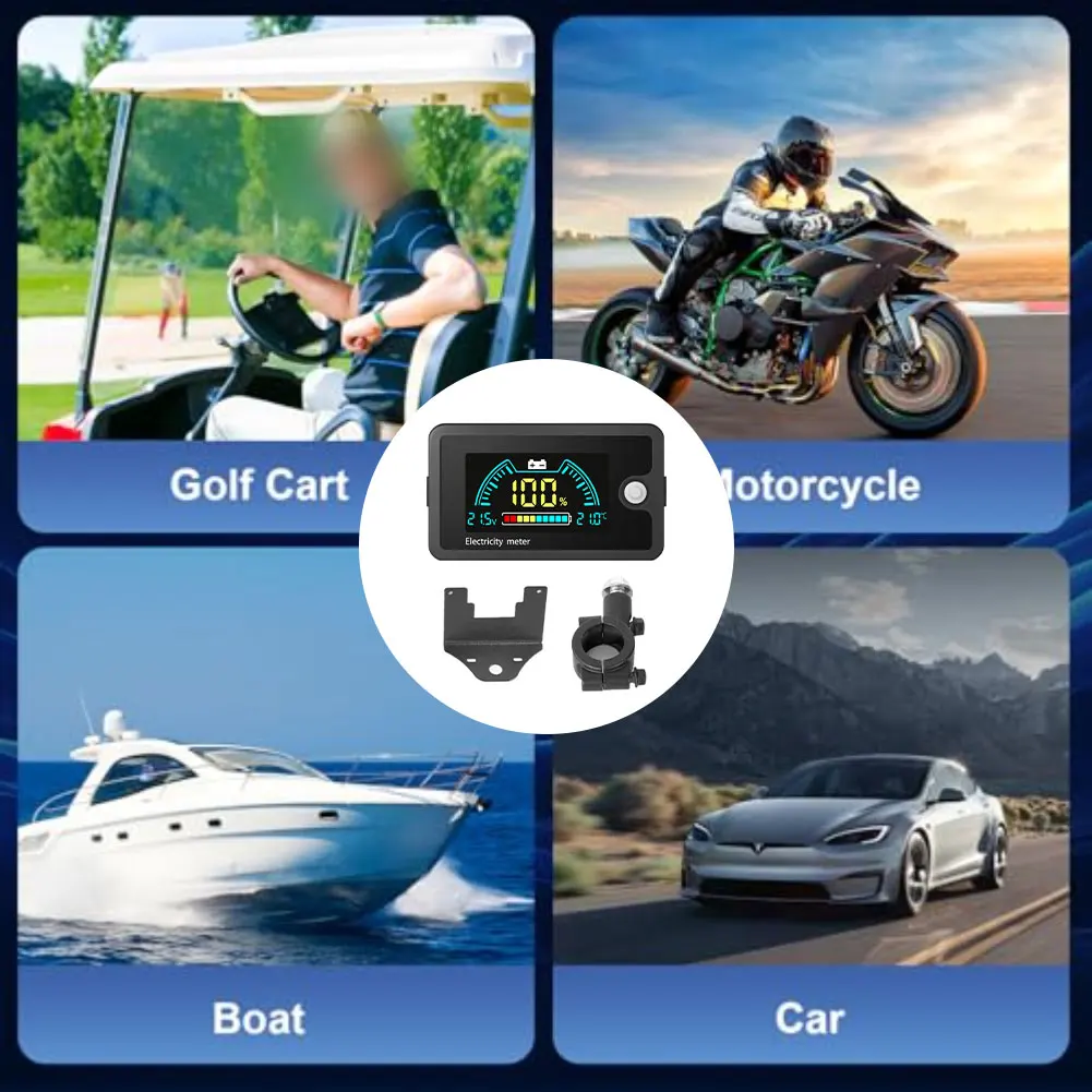 

Цифровой ЖК-монитор батареи 8-100 В, измеритель емкости напряжения для гольф-кара, мотоцикла, автомобиля, грузовика, автофургона, водонепроницаемый