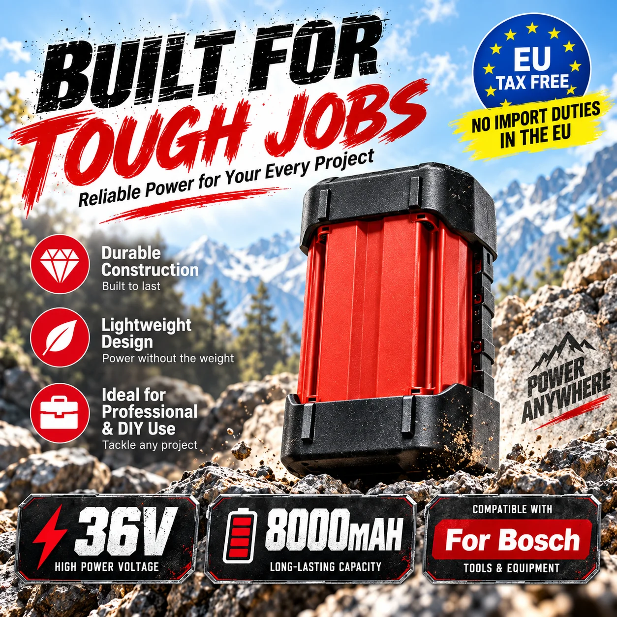 100% Neu für Bosch 36V Wiederaufladbare Lithium-Batterie, Ladegerät, Elektrowerkzeug, Bosch Lithium-Batterie AL3640CV