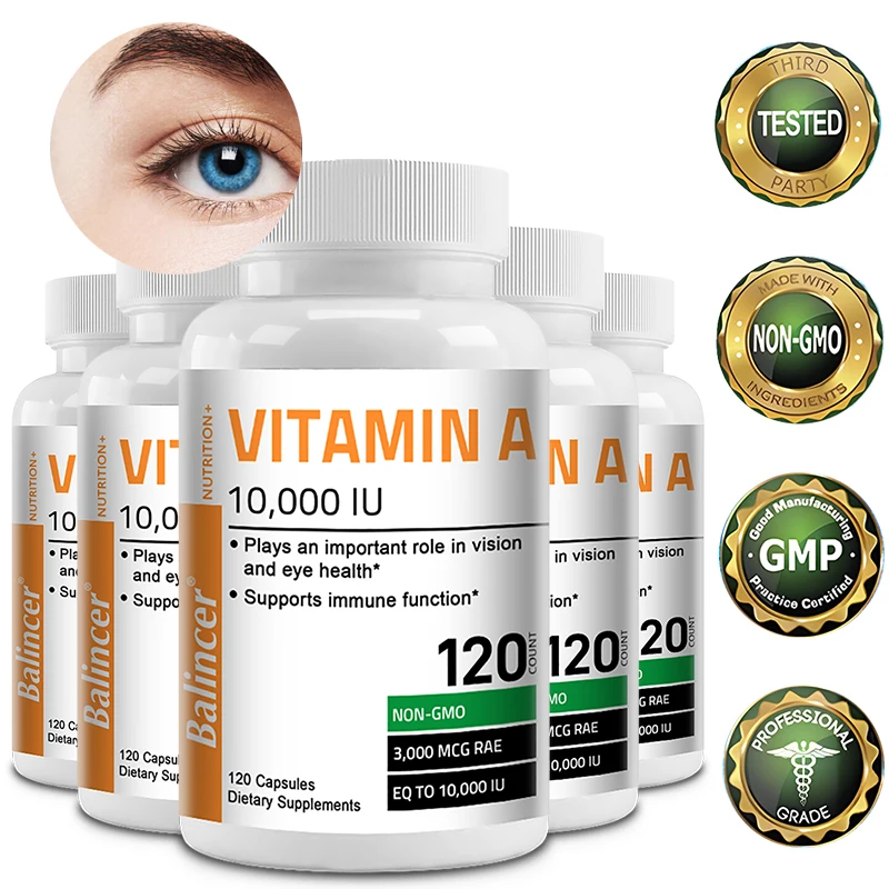 

High Potency Vitamin A 10000 IU Supplement Premium Non-GMO Formula Capsules for Healthy Vision, Immune System & Skin Support