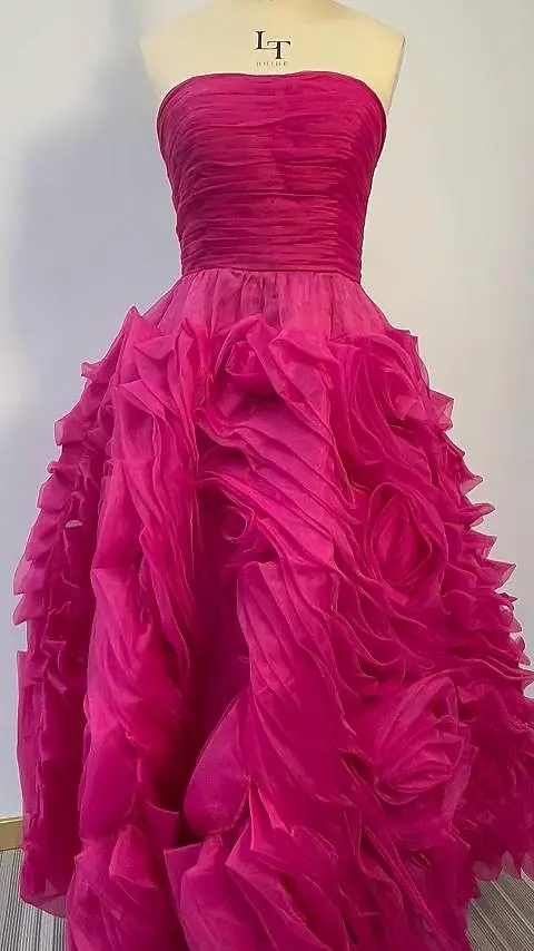 Robe de soirée drapée en tulle d'Arabie saoudite, robe de Rhde Noël, robes mi-longues, sans bretelles, occasion sur mesure