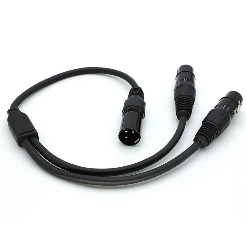 50cm XLR Splitter Cable Male to Dual Female Y-Splitter 3Pin Balanced Microphone Line Foil Braided Shielded For Microphone