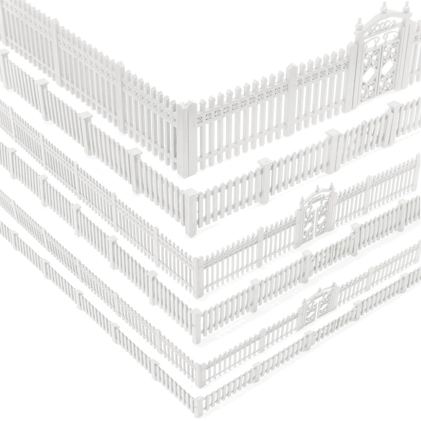 Eevemodel O HO N Scale Model Fences with Gates Building Wall for Model Trains Diorama Scene