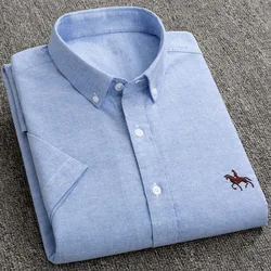 Męska koszula z krótkim rękawem Oxford przędna czysta bawełna cienka Casual Slim Fit koszula z półrękawem, męski producent Direct Sales Shirt