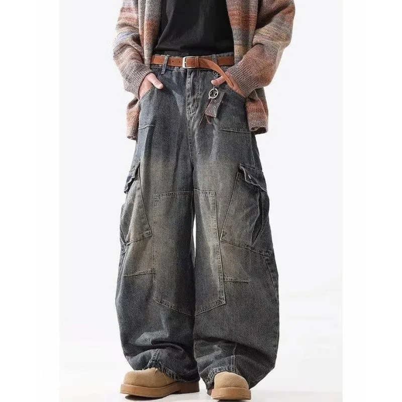 

American Retro Deconstructed Water-washed Machete Jeans Micro-flared Trousers