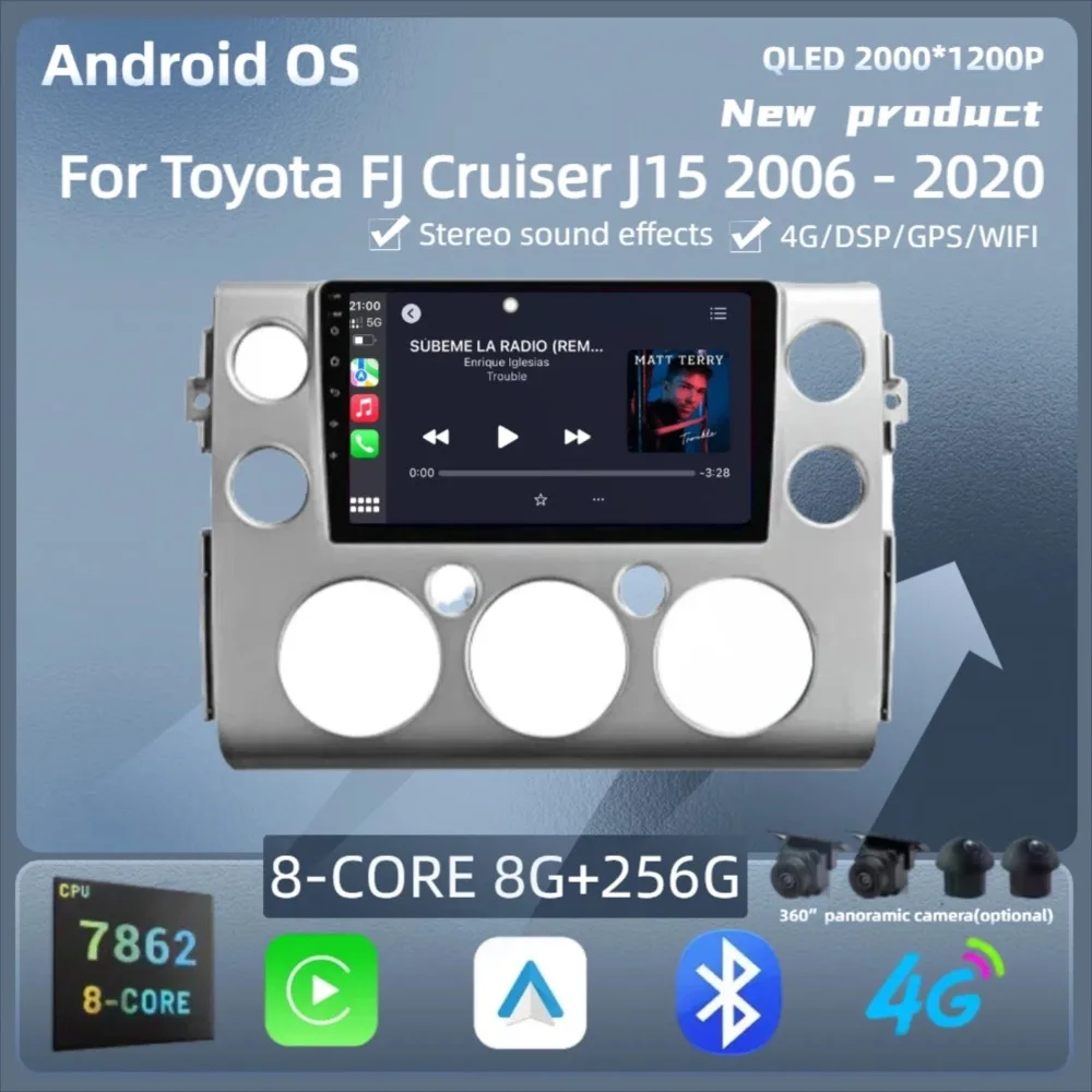 

For Toyota FJ Cruiser J15 2006 - 2020 Android 14 Radio Car Wireless Bluetooth Carplay 7862S 8G 256G 2K QLED Screen