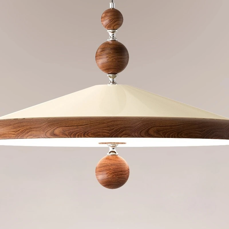 Rocker Flying Saucer Chandeliers LED Dining Table Lights Chinese Retro Walnut Color Retractable Folding Dining Room hanging lamp