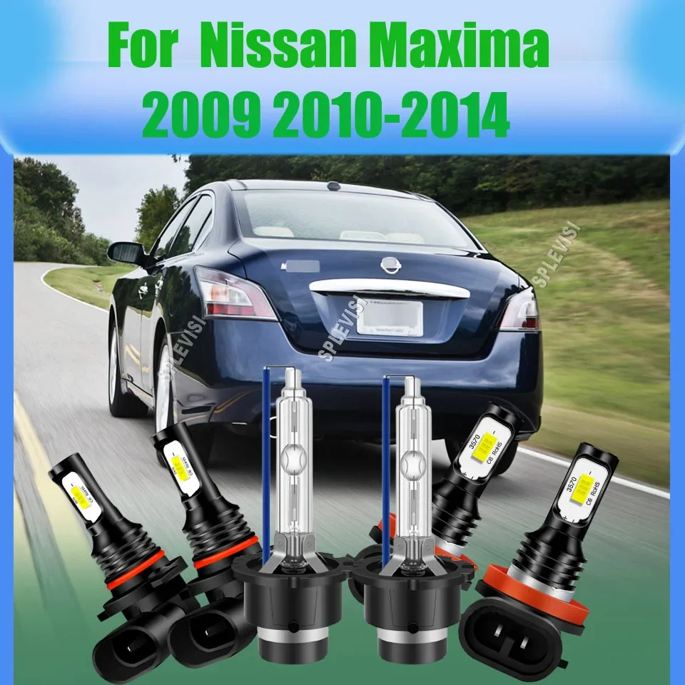 12v Car LED Headlight Fog Light 6000K Cool White 9005 D2S H11 Pack of Option For Nissan Maxima 2009 2010 2012 2013 2014