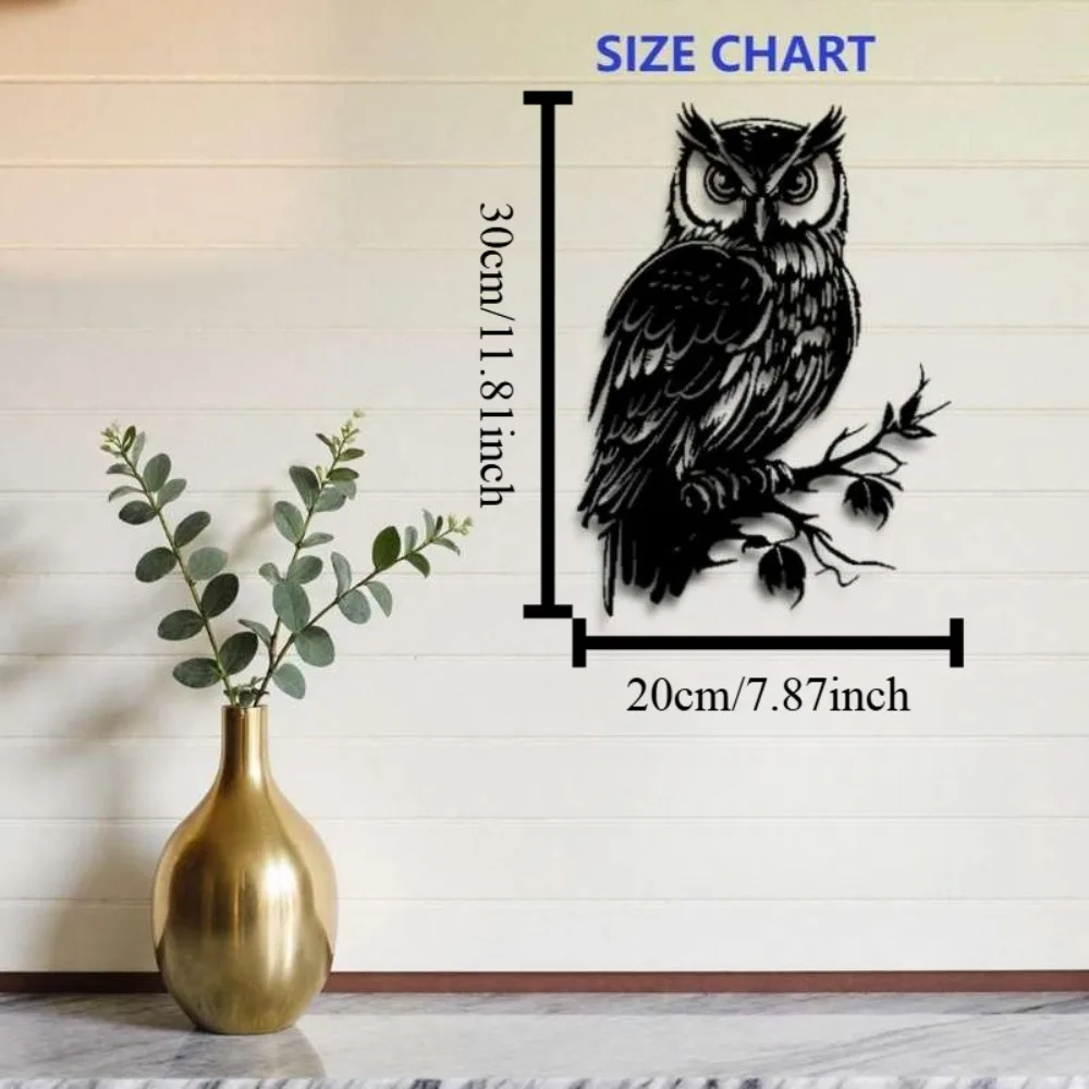 Metal Wall Art Owl Statue 1pc: Unique Outdoor Garden Decor, Nature-Inspired Gift for Home Bedroom Living Room view 3