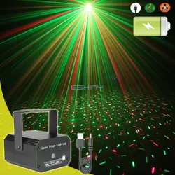 Rechargeable Battery R&G Laser Projector Disco DJ Light Full Stars Firefly Dance Bar Party Christmas Decorate Stage Lamp U10B