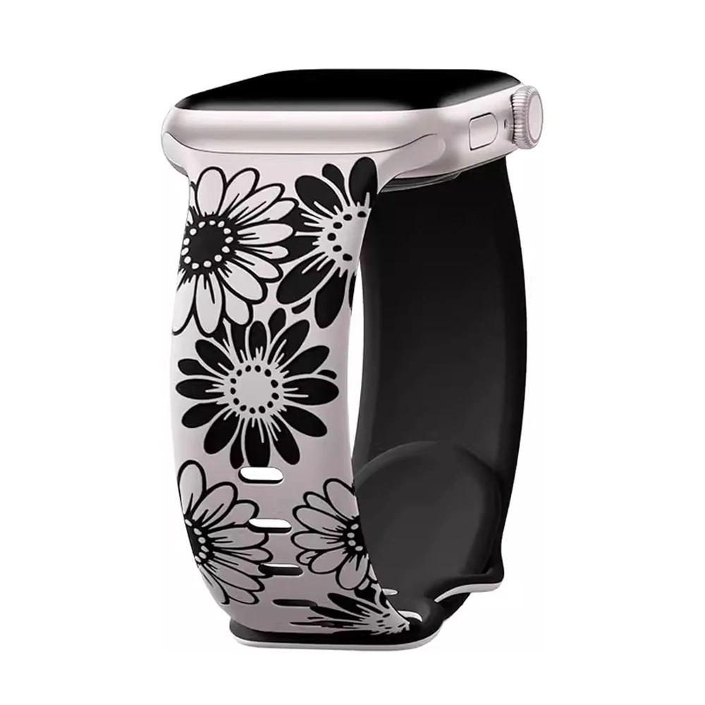 Engraved Strap For Apple Watch Band 46mm 44mm 42mm 45mm 41mm 40mm 49mm Silicone Correa Bracelet Series 11 10 9 8 7 SE 6 5 Ultra