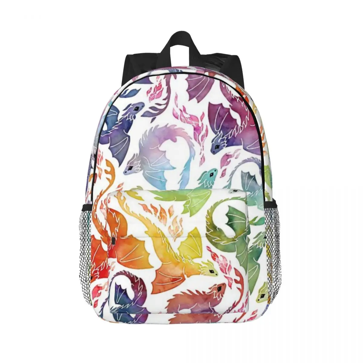 Dragon Fire Regenboog Gedrukt Lichtgewicht Casual Schooltas Voor School, Outdoor, Winkelen, Kantoor 15Inch