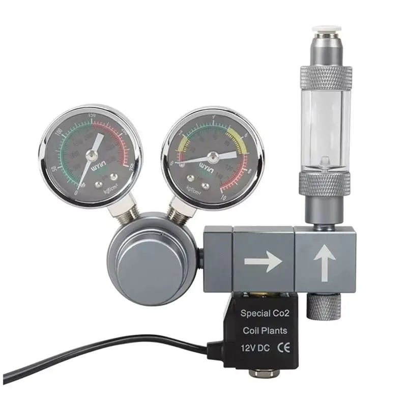 ABYP Dual Meter Regulator Solenoid Valve Fish Tank Foam Recorder Quick Plug Control System Pressure Reducing Valve US