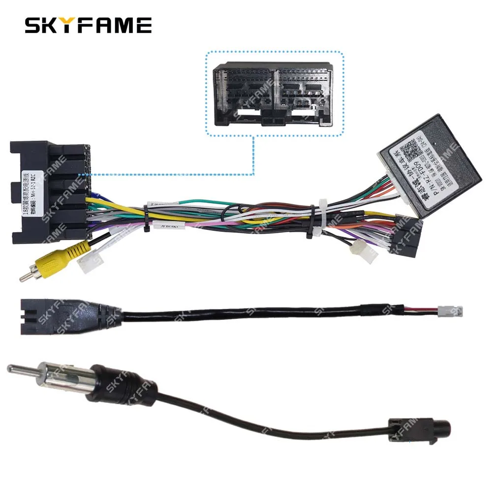 SKYFAME Car 16pin Wiring Harness Adapter Canbus Box Decoder Android Radio Power Cable For Ford Ranger Ecosport RZ-FD09