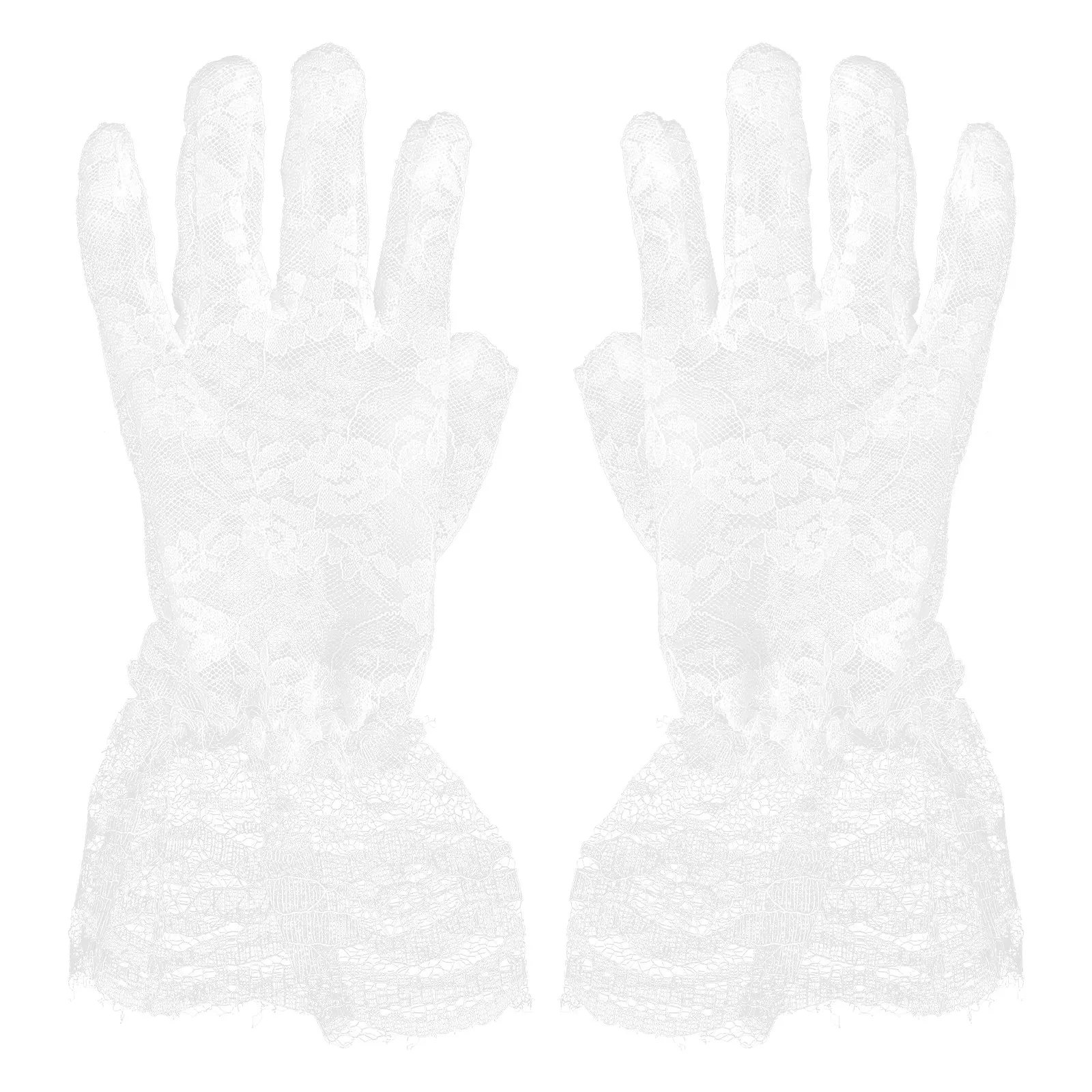 

2Pcs Children Lace Gloves Elegant Floral Tulle Short Dress Up Gloves for Flower Girl Wedding Party Performance Kids Accessory