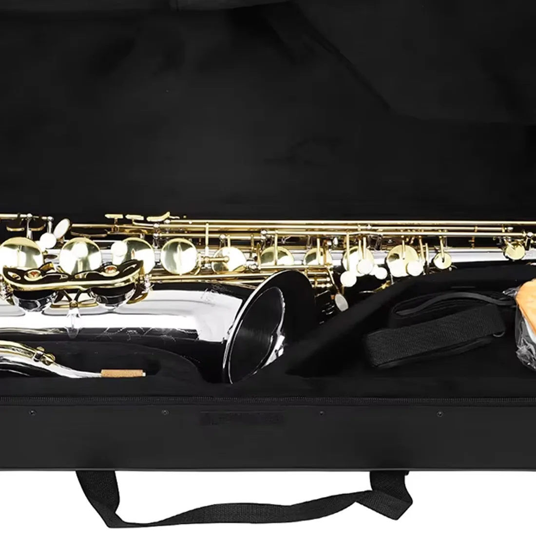 Tenor Saxophone Bb Brass Body Engraved White Shell Keys Silver Gold Keys Saxophone with Case Reed Cleaning Kit  for Beginner