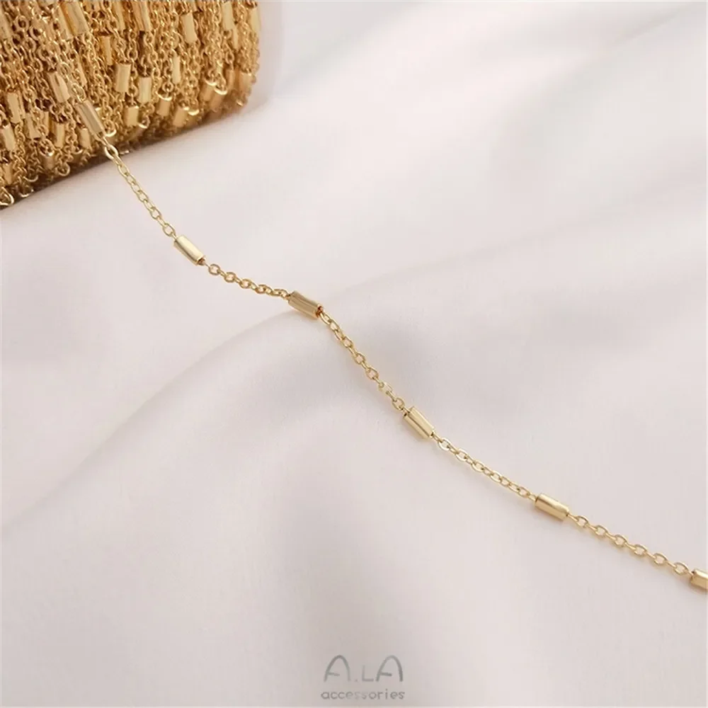 14K Gold Plated Seper bead chain Hand loose chain flat O long chain DIY