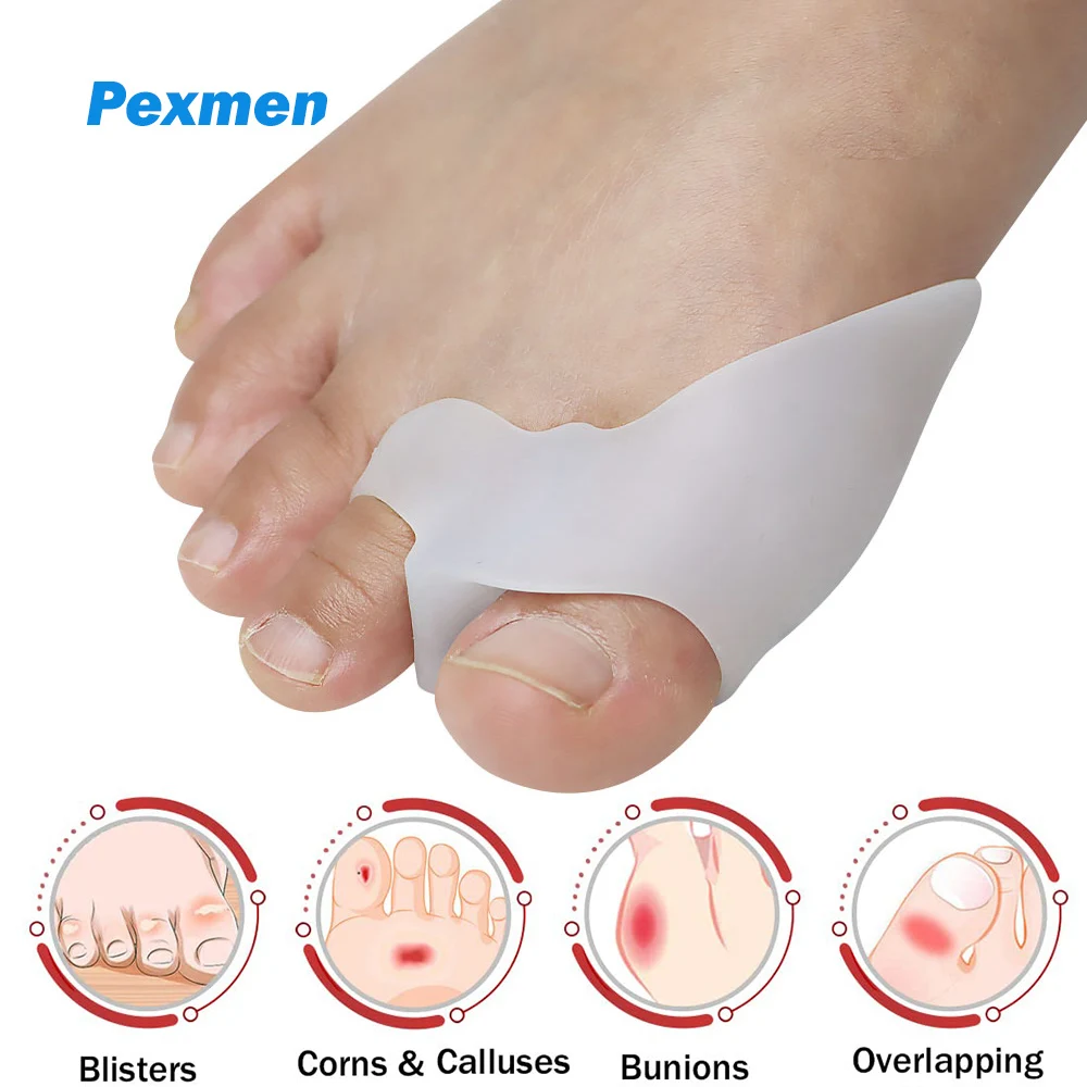 Pexmen 2 pz/borsa Gel aggiornato Bunion cuscini protezioni Bunion Pad Toe Spacer set Bunion Corrector con separatore per Big Toe